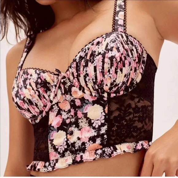 For Love & Lemons NWT Gardenia Long Line Bustier Crop Top Lovely LACE size Large - Picture 12 of 16